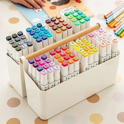 Storage Caddy Removable Dividers Beech Wood Handle