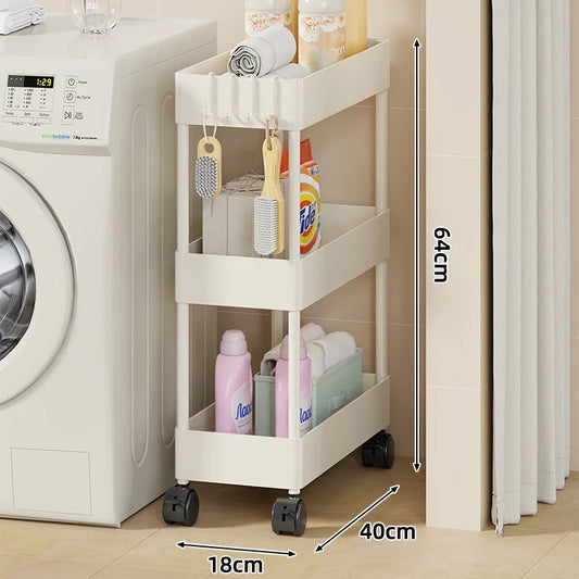 Storage Cart Slim Design Deep Trays Locking Casters