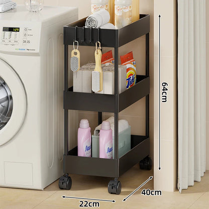 Storage Cart Slim Design Deep Trays Locking Casters