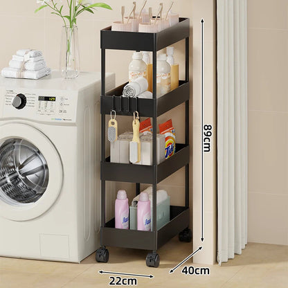 Storage Cart Slim Design Deep Trays Locking Casters