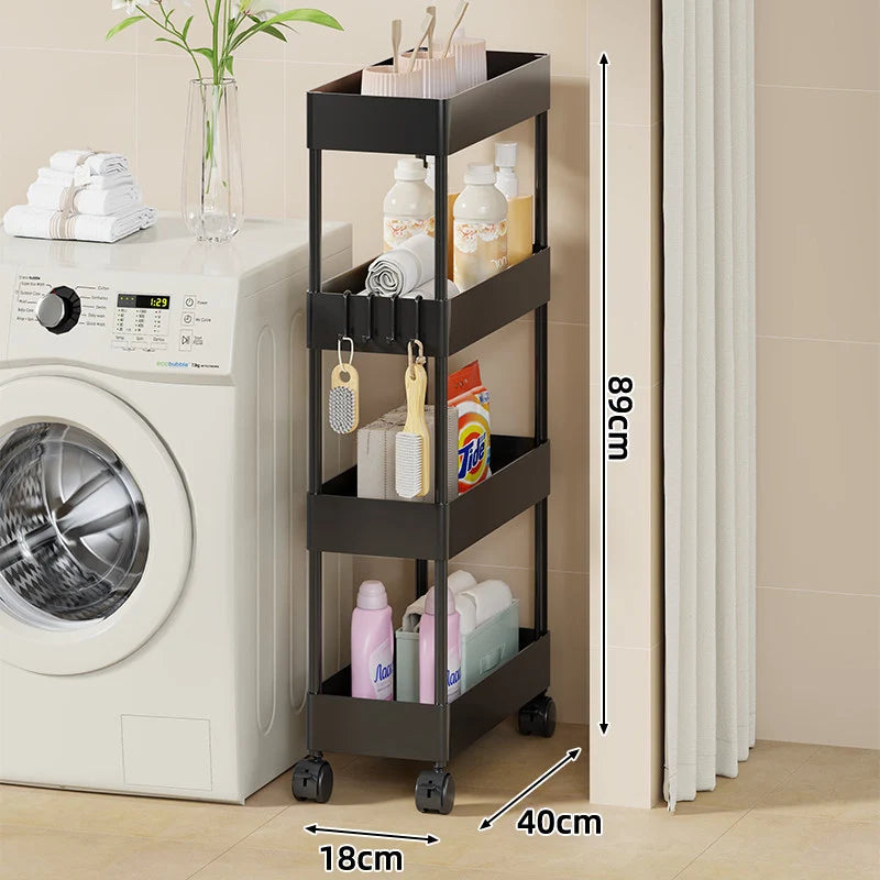 Storage Cart Slim Design Deep Trays Locking Casters