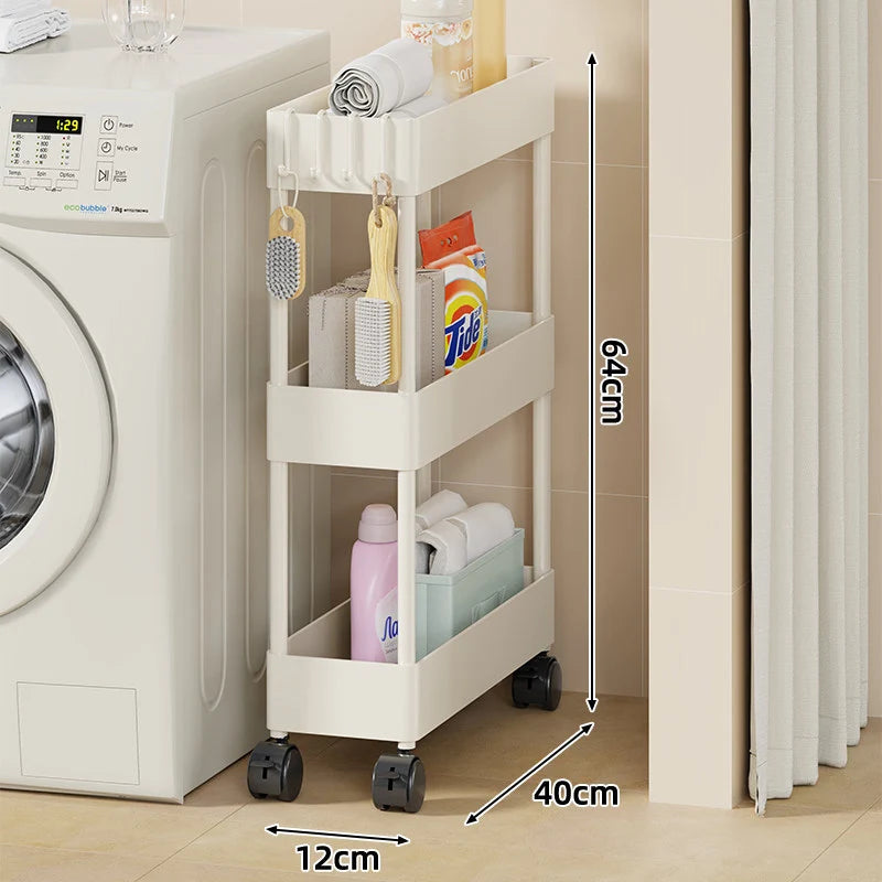 Storage Cart Slim Design Deep Trays Locking Casters