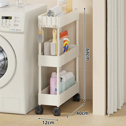 Storage Cart Slim Design Deep Trays Locking Casters