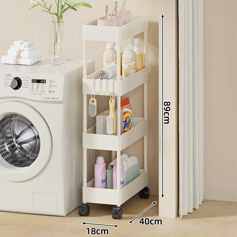 Storage Cart Slim Design Deep Trays Locking Casters