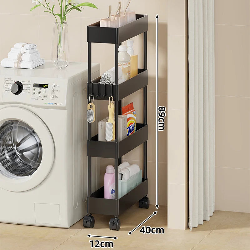 Storage Cart Slim Design Deep Trays Locking Casters