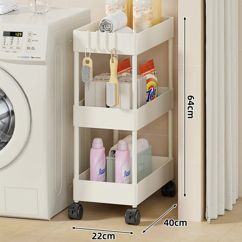 Storage Cart Slim Design Deep Trays Locking Casters