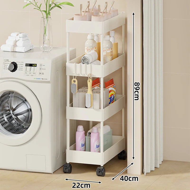 Storage Cart Slim Design Deep Trays Locking Casters