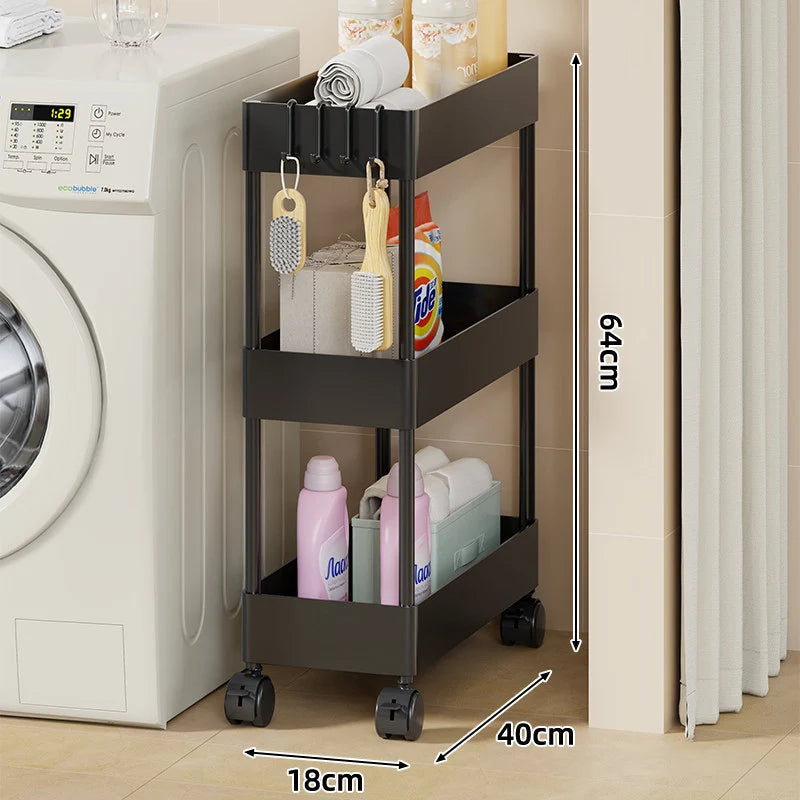 Storage Cart Slim Design Deep Trays Locking Casters