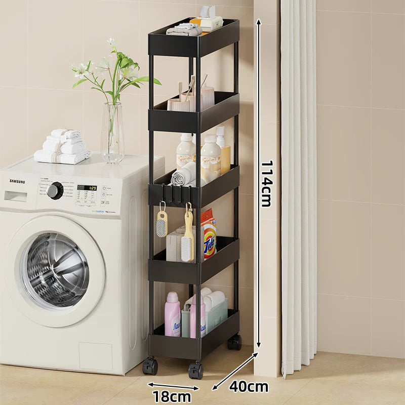 Storage Cart Slim Design Deep Trays Locking Casters