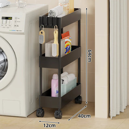 Storage Cart Slim Design Deep Trays Locking Casters