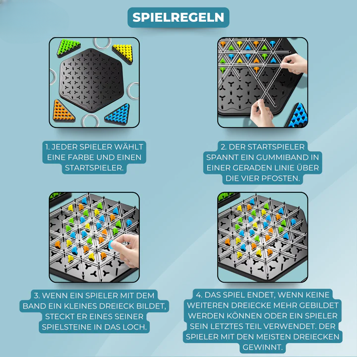 Strategy Board Game Hexagonal Peg Board & Rubber Band Play