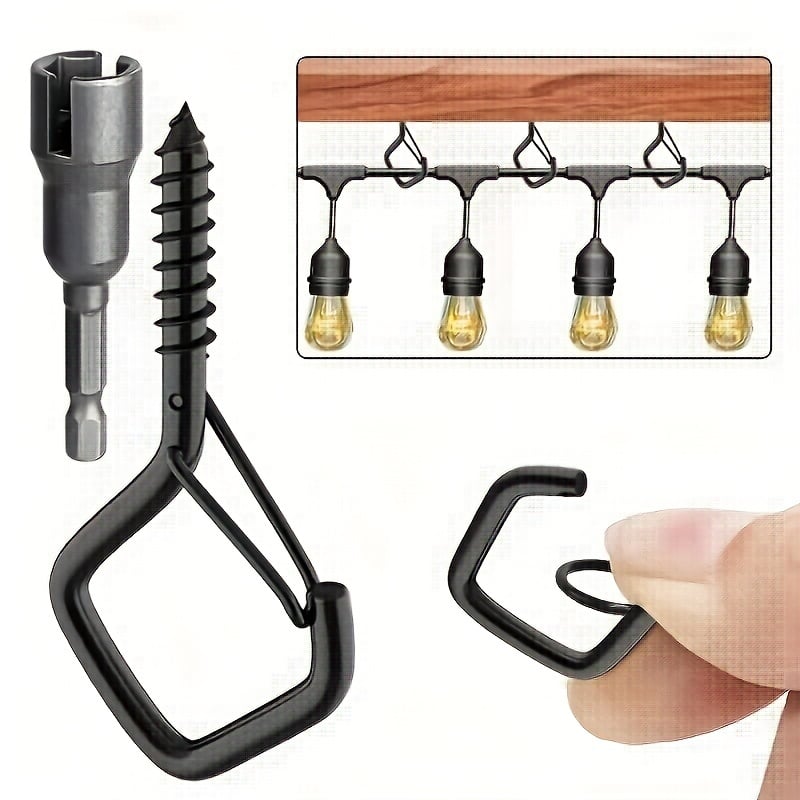 String Light Hook Set Stainless Steel Safety Lock