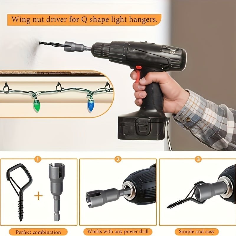 String Light Hook Set Stainless Steel Safety Lock