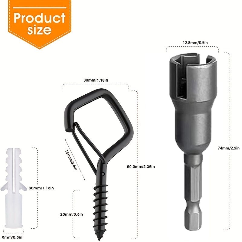 String Light Hook Set Stainless Steel Safety Lock