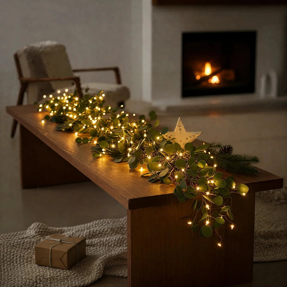 String Lights Olive Branch Warm White Battery & Timer