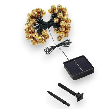 String Lights Solar-Powered Moroccan Metal 12m