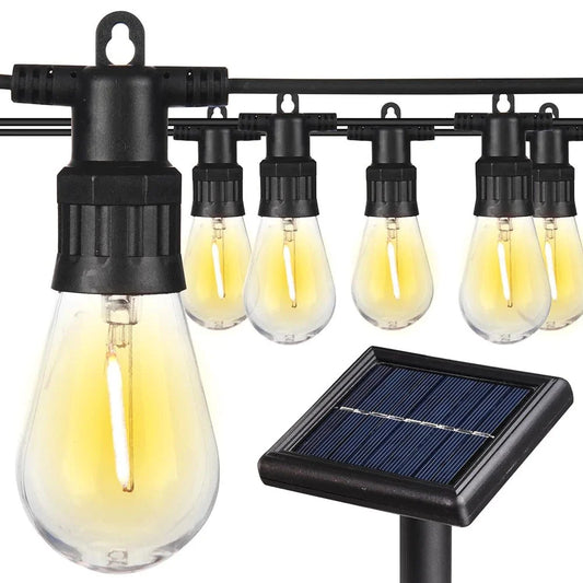 String Lights Solar-Powered Warm White LEDs Waterproof Shatterproof