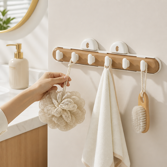 Suction Cup Hook Rail Extendable 6 Hooks