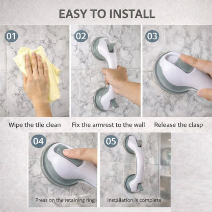 Suction Shower Grab Bar Tool-Free Dual Suction Ergonomic Grip