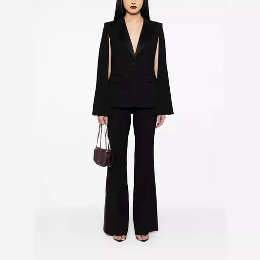 Suit Set Cape Sleeves Flared Trousers