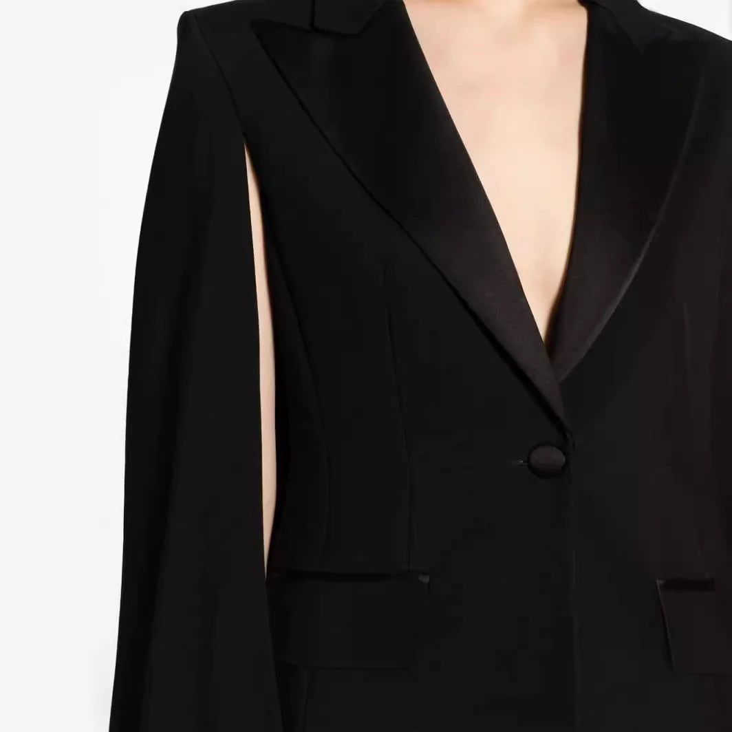 Suit Set Cape Sleeves Flared Trousers