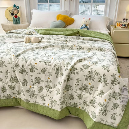 Summer Blanket Ultra Thin Breathable Polyester Floral Print
