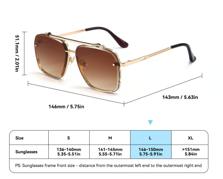 Sunglasses Oversized Retro UV400 Metal Frame