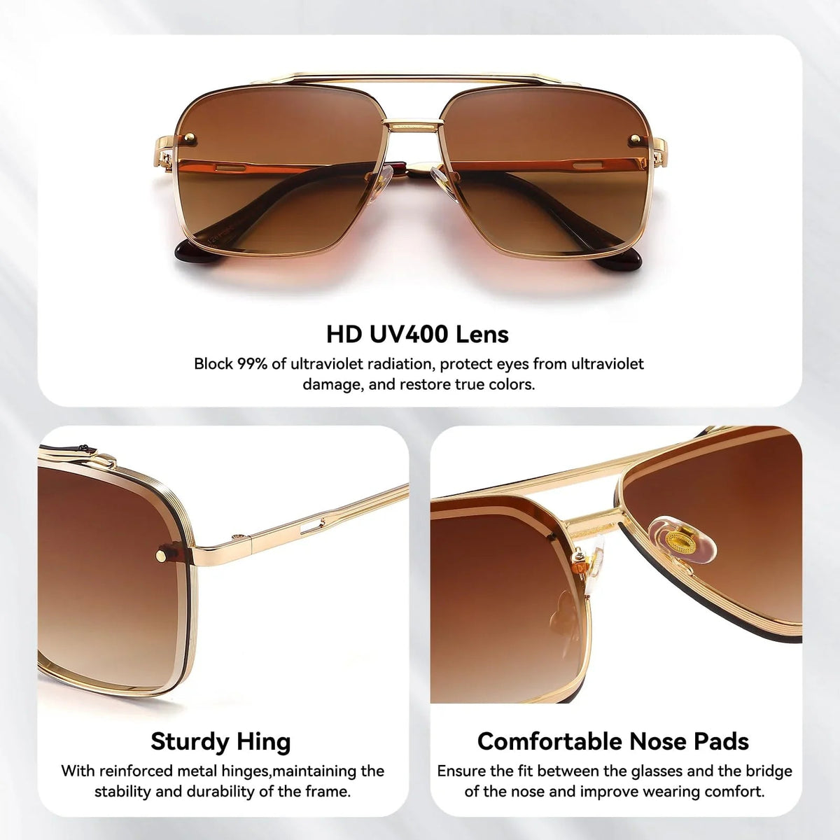 Sunglasses Oversized Retro UV400 Metal Frame