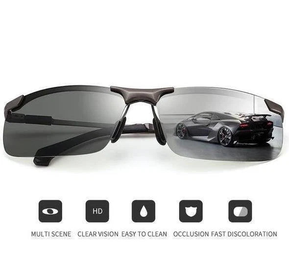 Sunglasses Photochromic Polarized Lenses Ultra-Light Aluminum Frame