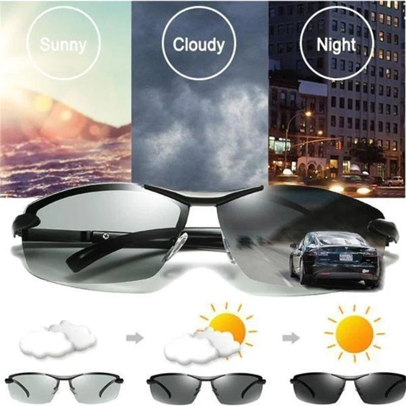 Sunglasses Photochromic Polarized Lenses Ultra-Light Aluminum Frame