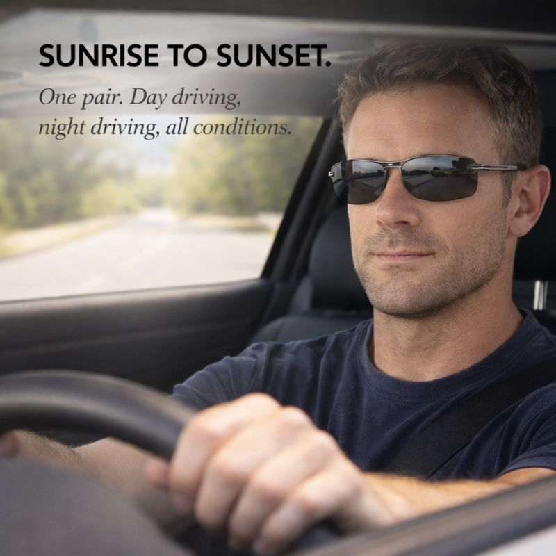Sunglasses Photochromic Polarized UV400 Lightweight Aluminum Frame