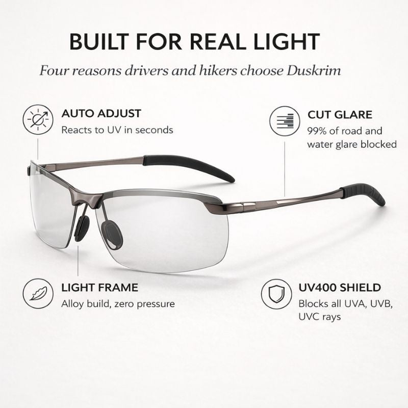 Sunglasses Photochromic Polarized UV400 Lightweight Aluminum Frame
