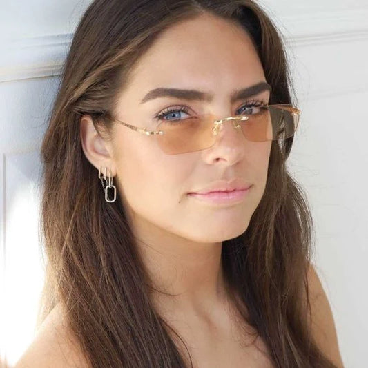 Sunglasses Rimless Rectangular UV Protection Lightweight Metal Temples