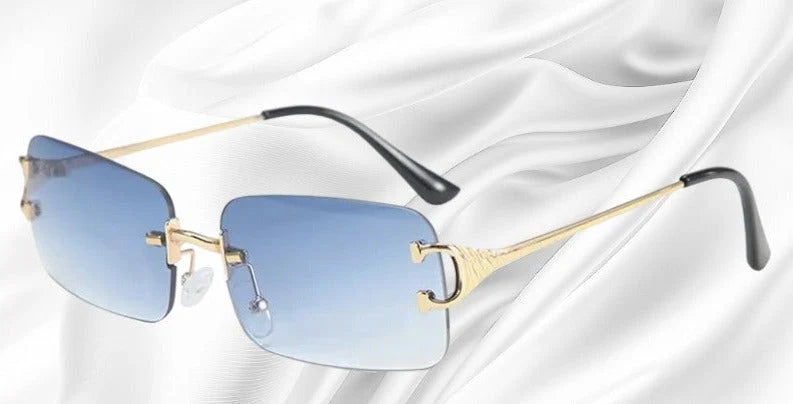 Sunglasses Rimless Rectangular UV Protection Lightweight Metal Temples