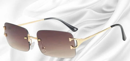 Sunglasses Rimless Rectangular UV Protection Lightweight Metal Temples