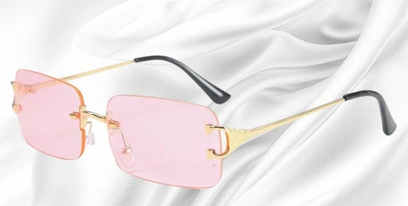 Sunglasses Rimless Rectangular UV Protection Lightweight Metal Temples