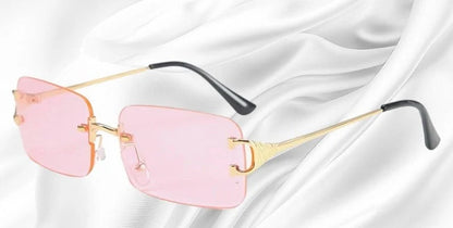 Sunglasses Rimless Rectangular UV Protection Lightweight Metal Temples