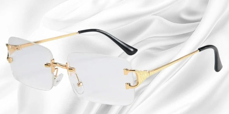Sunglasses Rimless Rectangular UV Protection Lightweight Metal Temples