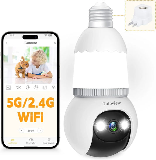 Surveillance Camera Bulb 4MP Dual-Band Wi-Fi Night Vision