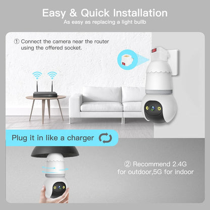 Surveillance Camera Bulb 4MP Dual-Band Wi-Fi Night Vision