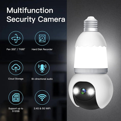Surveillance Camera Bulb 4MP Dual-Band Wi-Fi Night Vision