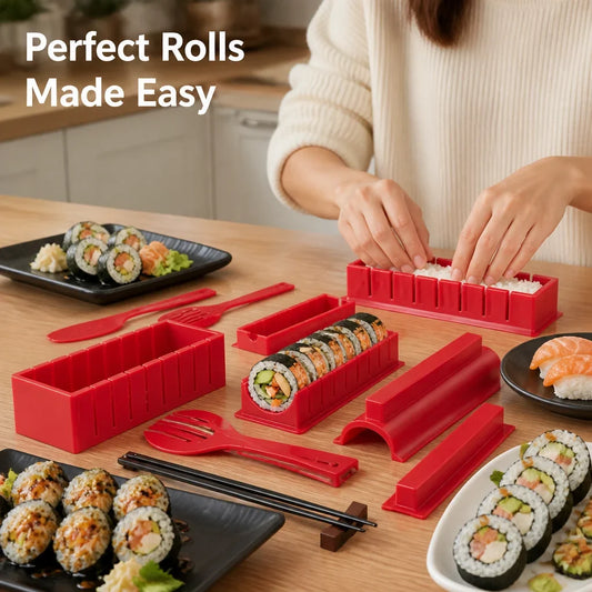 Sushi Roll Maker Multi-Shape Molds Bamboo Mat & Recipe Guide