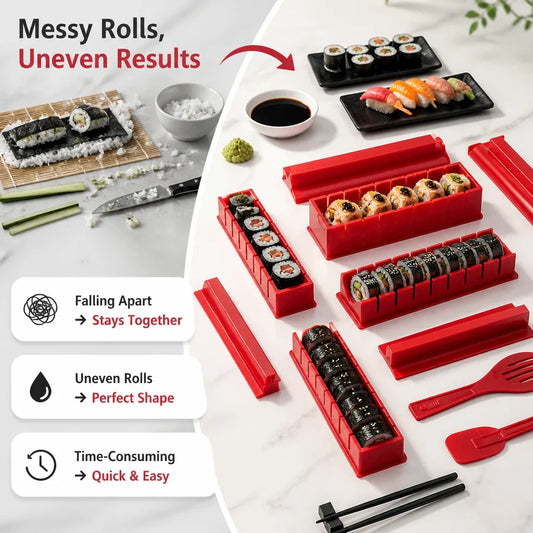 Sushi Roll Maker Multi-Shape Molds Bamboo Mat & Recipe Guide