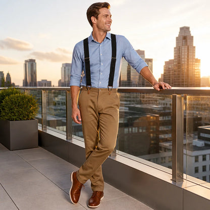 Suspenders Heavy-Duty Elastic Adjustable Metal Clips