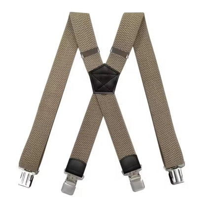 Suspenders X-Back Adjustable Elastic 4 Metal Clips
