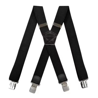 Suspenders X-Back Adjustable Elastic 4 Metal Clips