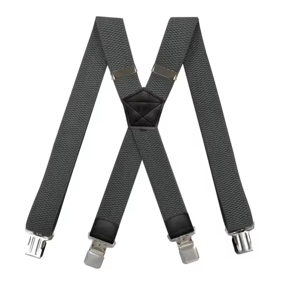 Suspenders X-Back Adjustable Elastic 4 Metal Clips
