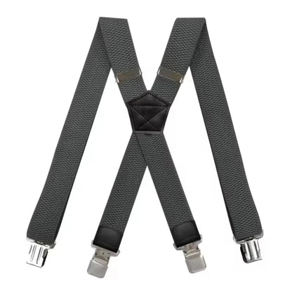Suspenders X-Back Adjustable Elastic 4 Metal Clips