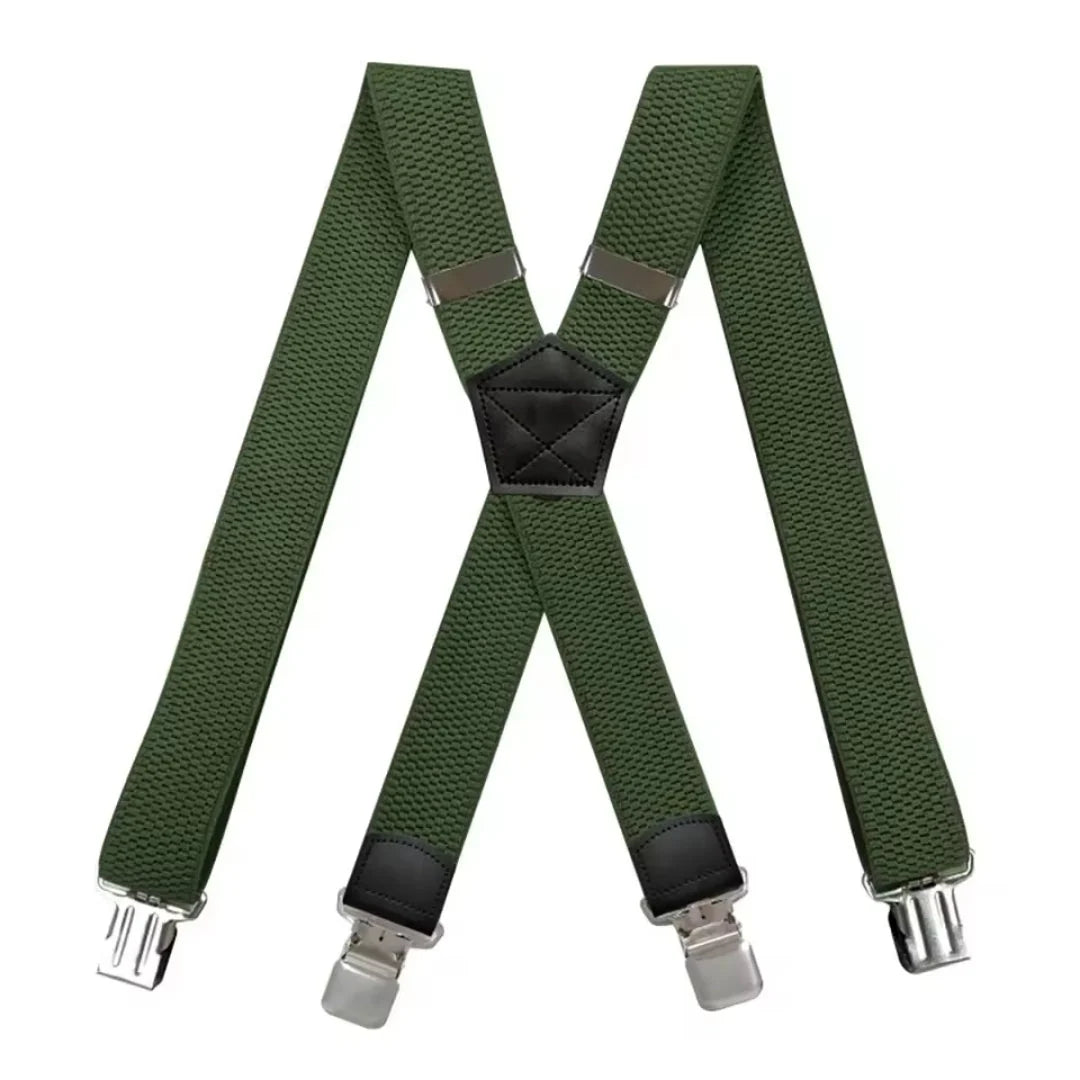 Suspenders X-Back Adjustable Elastic 4 Metal Clips