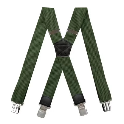 Suspenders X-Back Adjustable Elastic 4 Metal Clips
